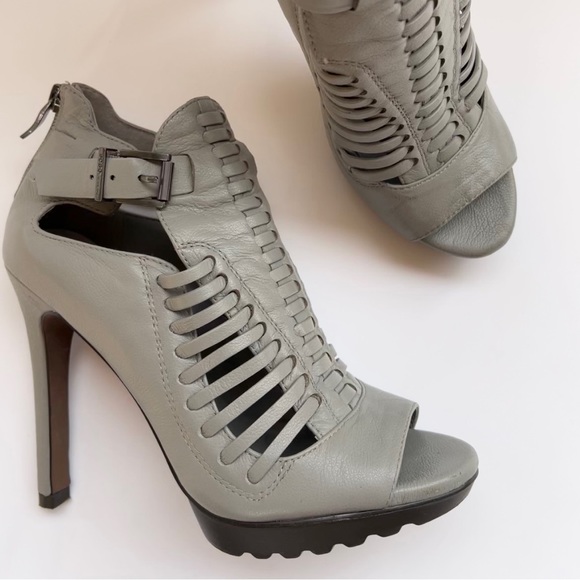 BCBGeneration Kaius Gray Leather Peep Toe Booties - Picture 10 of 10